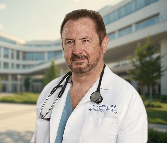 A closeup of Dr Steven Vasilev MD, director of Lotus Endometriosis Institute