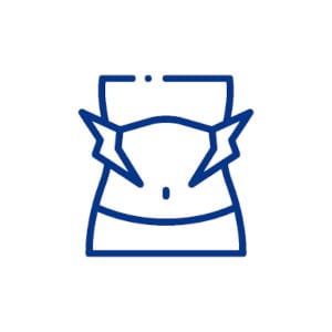 An illustration of pelvic muscle tightening, female abdomen with 2 lightning bolts