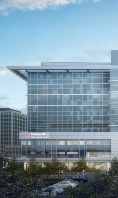 A sideview of the Cedars Sinai Marina Del Ray Hospital